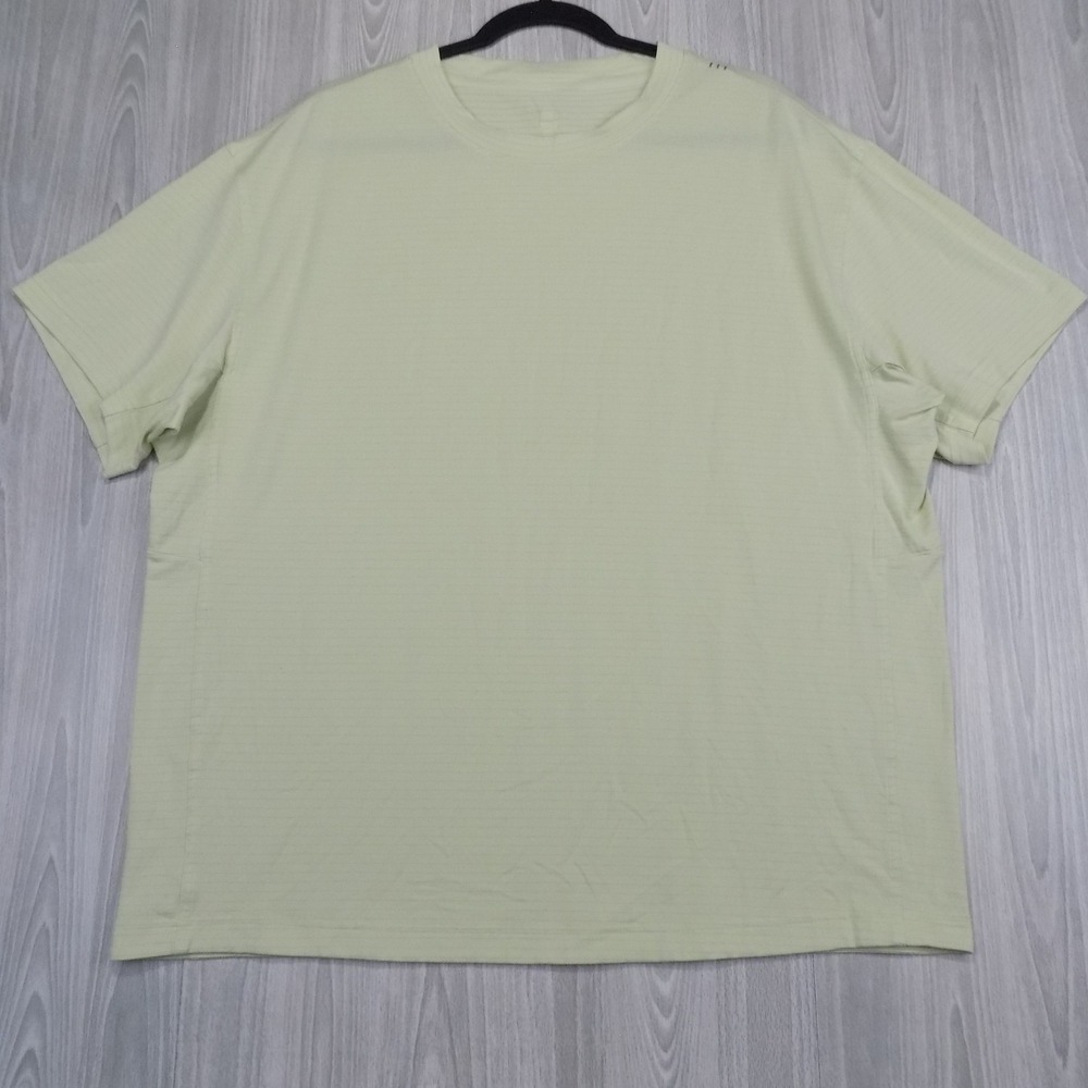 Lululemon Metal Vent Tech T-Shirt Mens XXL Lime Green Striped EUC